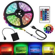 LED Strip Light w/60 Red, Green, Blue LEDs; Length 2M; Remote