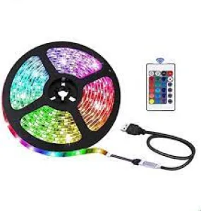 LED Strip Light w/60 Red, Green, Blue LEDs; Length 2M; Remote