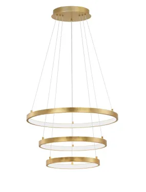 LEO Gold Leaf & Acrylic Triple Ring Adjustable Pendant - ID 10465