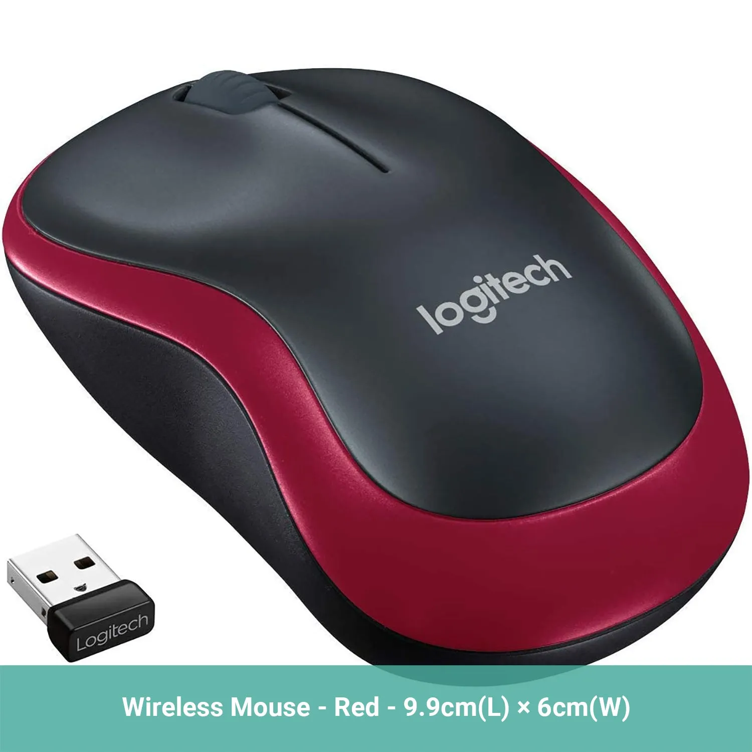 Logitech M185 Wireless Mouse 2.4Ghz 1000DPI USB Receiver Office Gaming Blue Red
