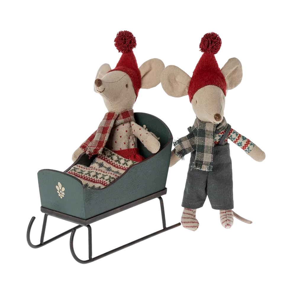Maileg sleigh for mice - green