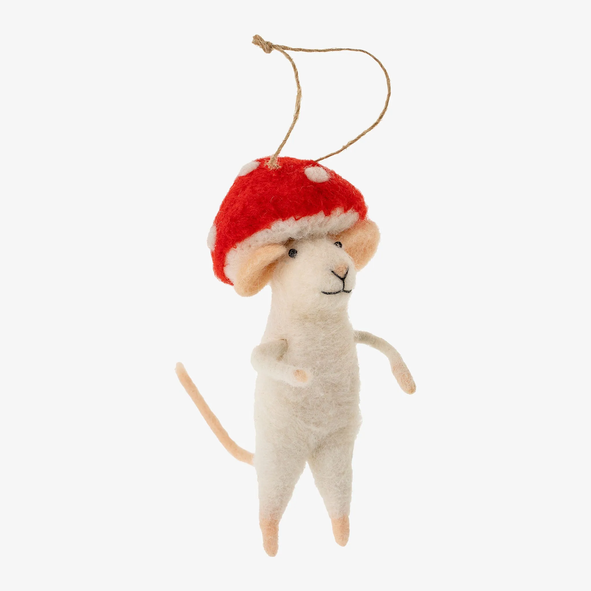Mushroom Felted Mouse Ornament
