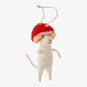 Mushroom Felted Mouse Ornament