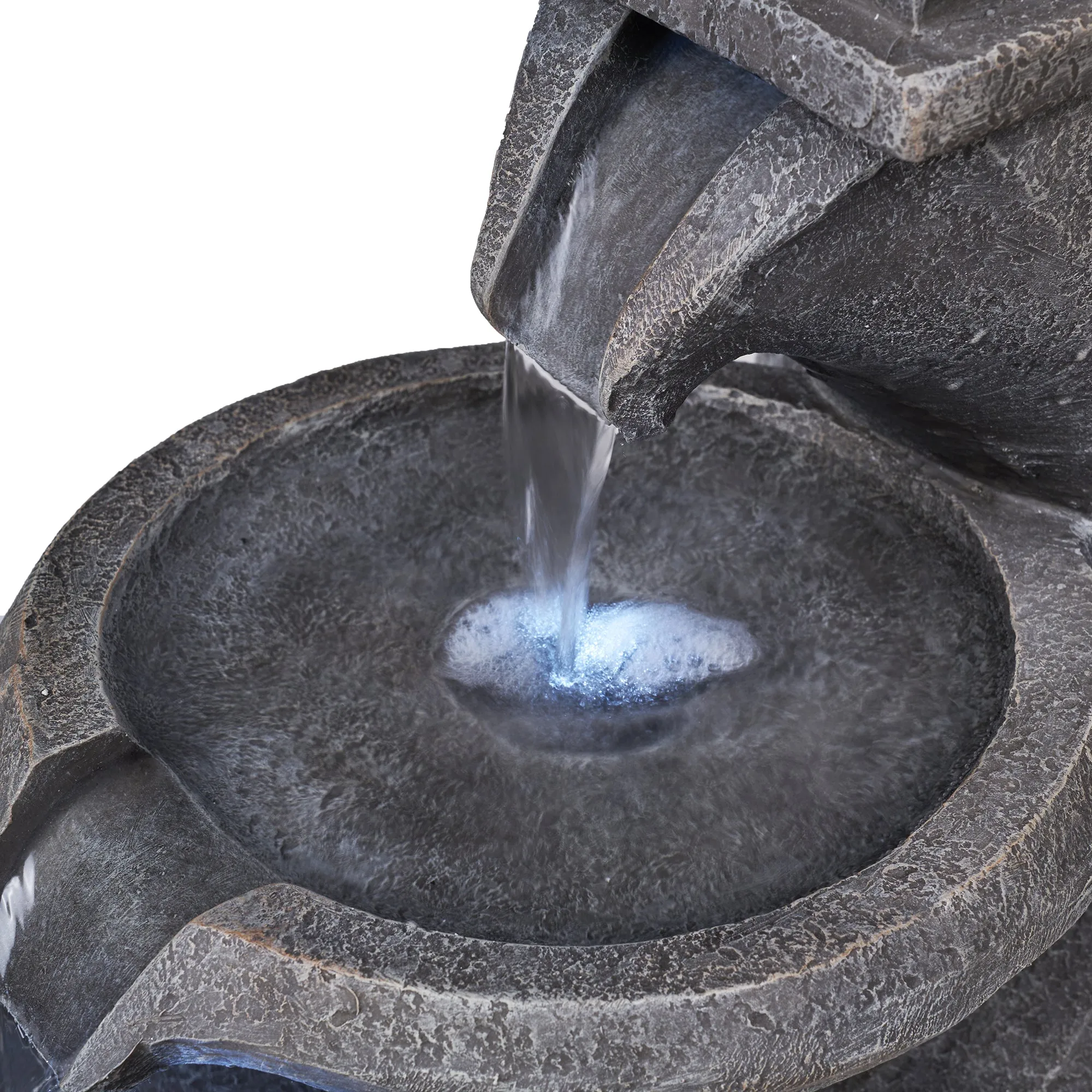 Pagoda Tiered Outdoor Fountain W/3 White Leds