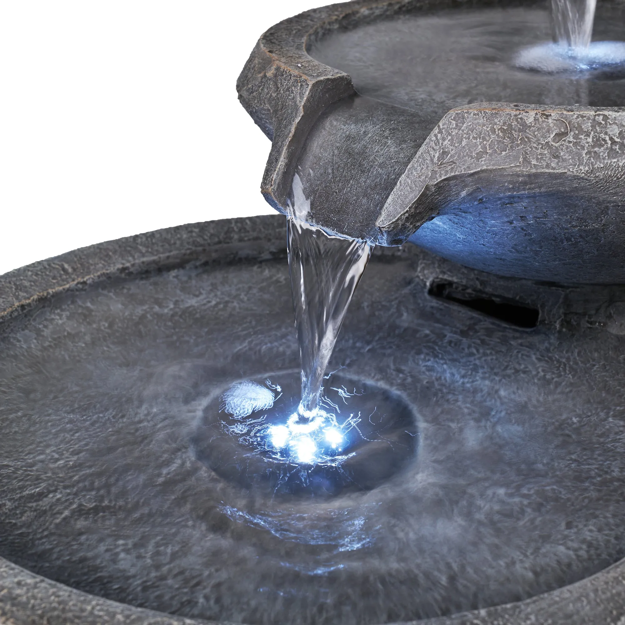Pagoda Tiered Outdoor Fountain W/3 White Leds