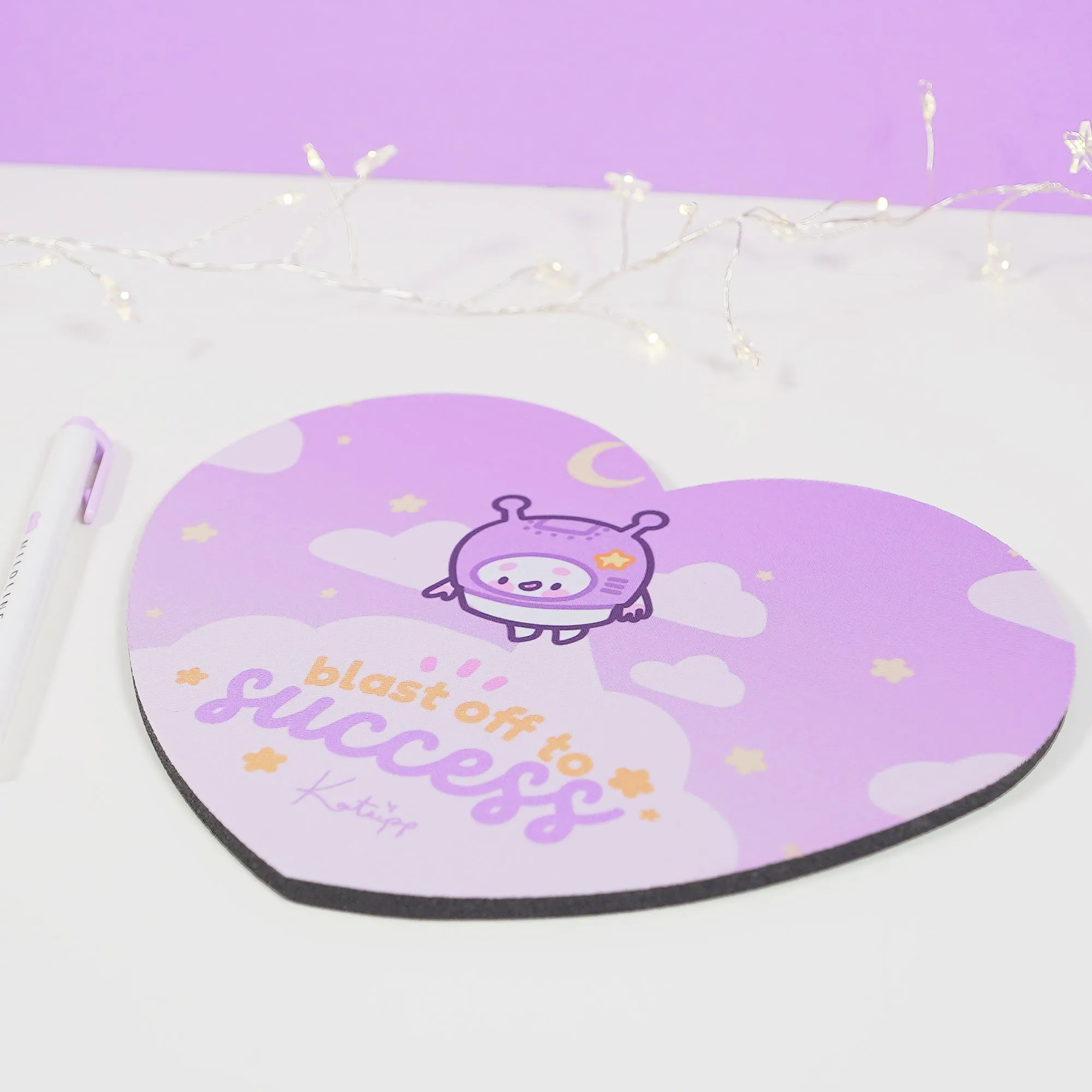 Pocket Planets Marshie Mouse Mat | Kawaii Space Desk Pad | Blast Off to Success | Pastel Celestial Gaming Mousepad | Motivational Office Decor