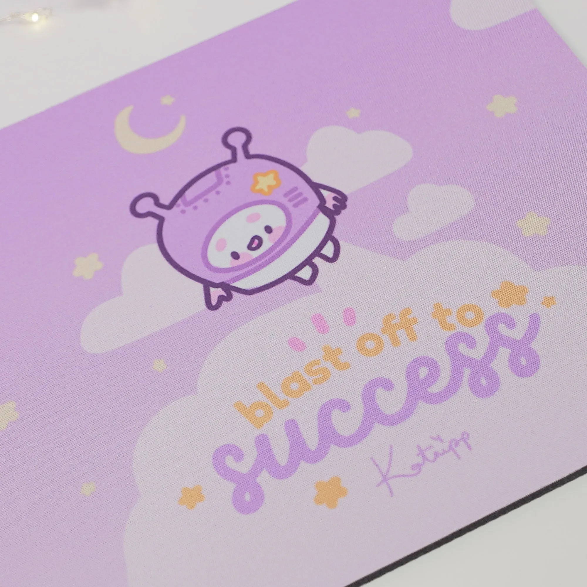 Pocket Planets Marshie Mouse Mat | Kawaii Space Desk Pad | Blast Off to Success | Pastel Celestial Gaming Mousepad | Motivational Office Decor