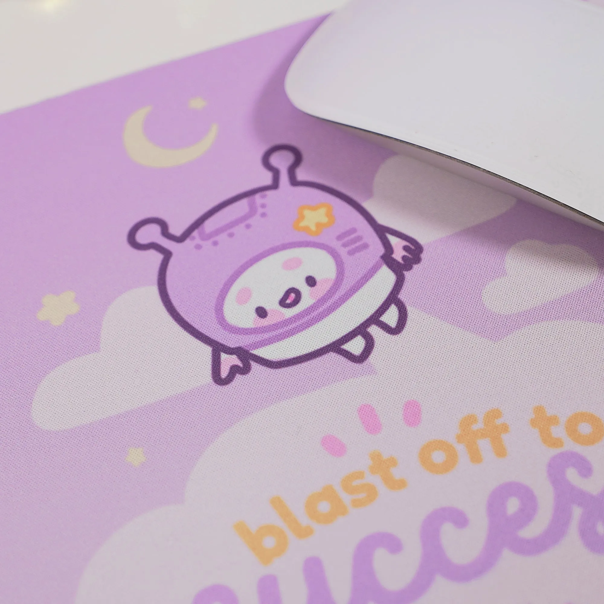 Pocket Planets Marshie Mouse Mat | Kawaii Space Desk Pad | Blast Off to Success | Pastel Celestial Gaming Mousepad | Motivational Office Decor