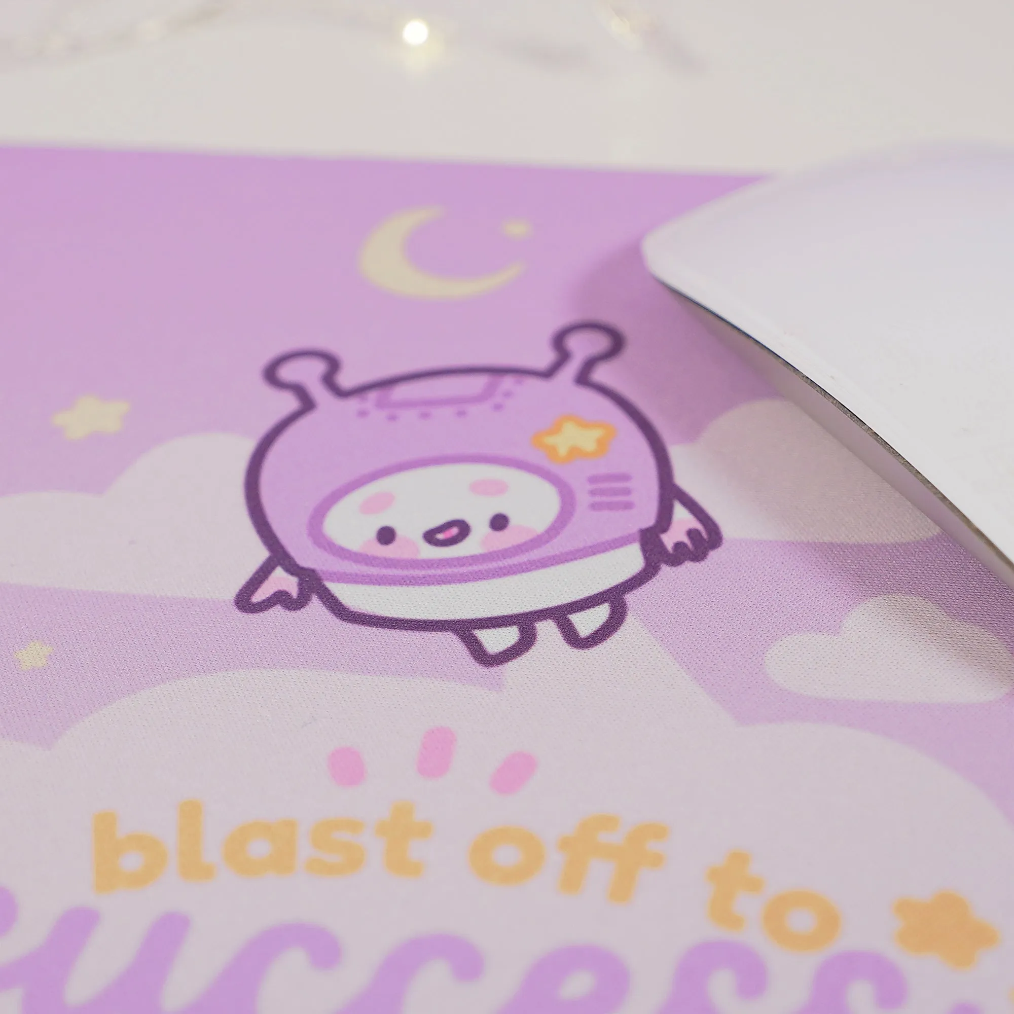 Pocket Planets Marshie Mouse Mat | Kawaii Space Desk Pad | Blast Off to Success | Pastel Celestial Gaming Mousepad | Motivational Office Decor