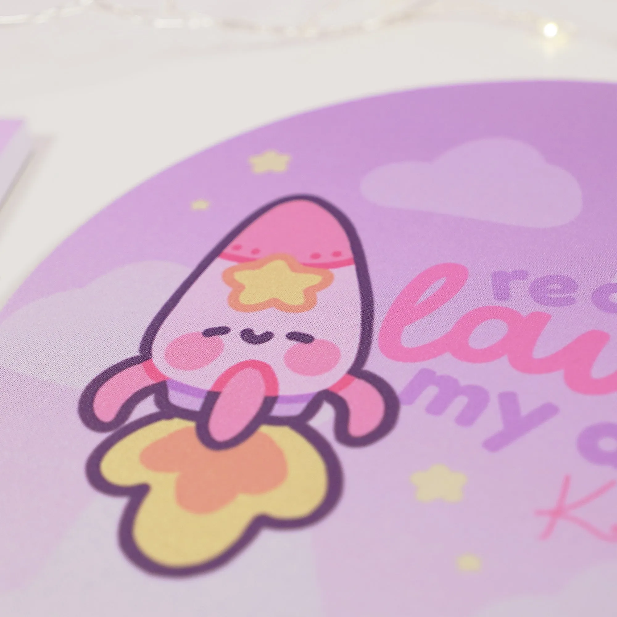 Pocket Planets: Rocketto ロケット The kawaii Rocket Mouse Pad - 'Ready to Launch My Dreams'