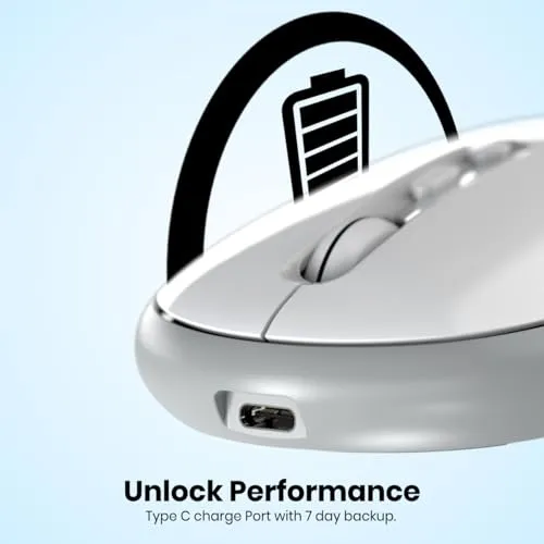 Portronics Toad II Bluetooth Mouse, with Bluetooth 5.0 & 2.4 Ghz Dual Wireless Connectivity, Rechargeable, Adjustable DPI up to 1600