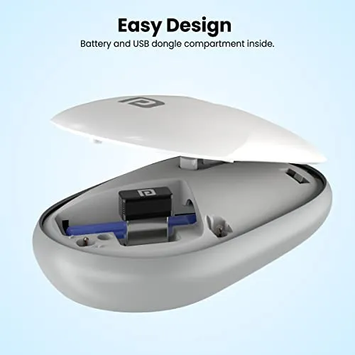 Portronics Toad II Bluetooth Mouse, with Bluetooth 5.0 & 2.4 Ghz Dual Wireless Connectivity, Rechargeable, Adjustable DPI up to 1600