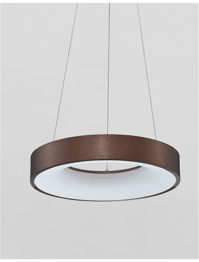 RAN Brushed Coffee Aluminium & Acrylic Dimmable Warm Light Ring Pendant Small - ID 10425