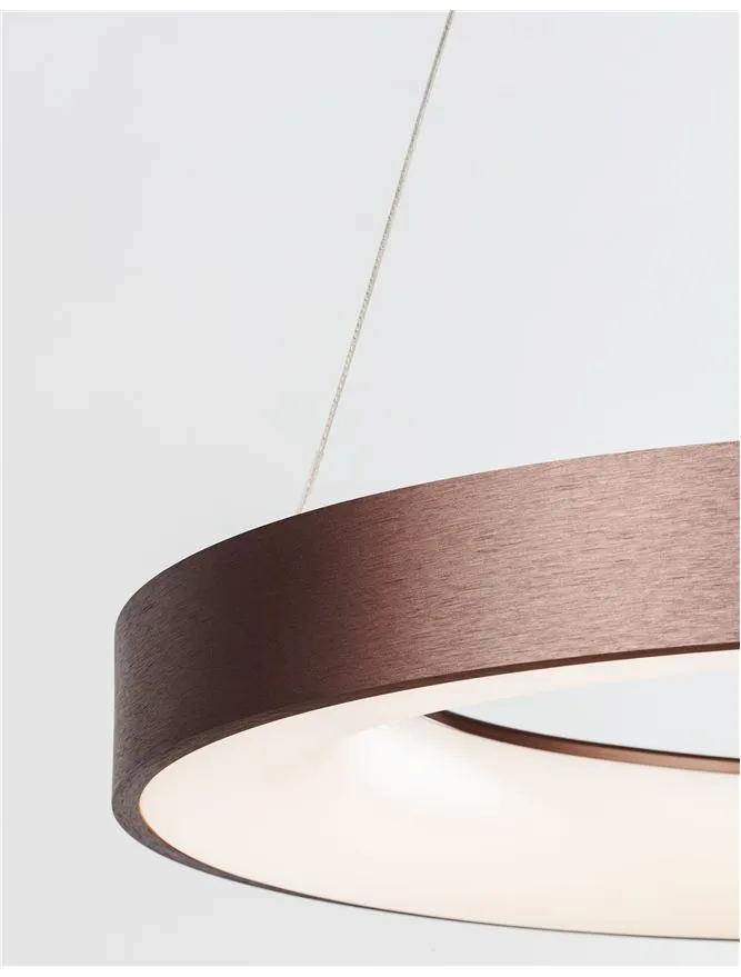 RAN Brushed Coffee Aluminium & Acrylic Dimmable Warm Light Ring Pendant Small - ID 10425