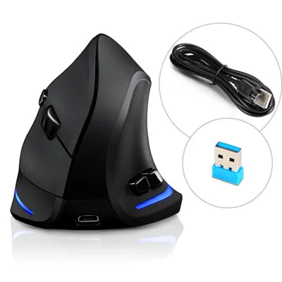 Rechargeable Wireless Mouse Gamer Ergonomic Optical 2.4G 1000/1600/2400 DPI USB Vertical Mice For PC Gaming