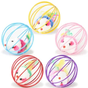 Rolling Ball Cat Toy, with plush mice