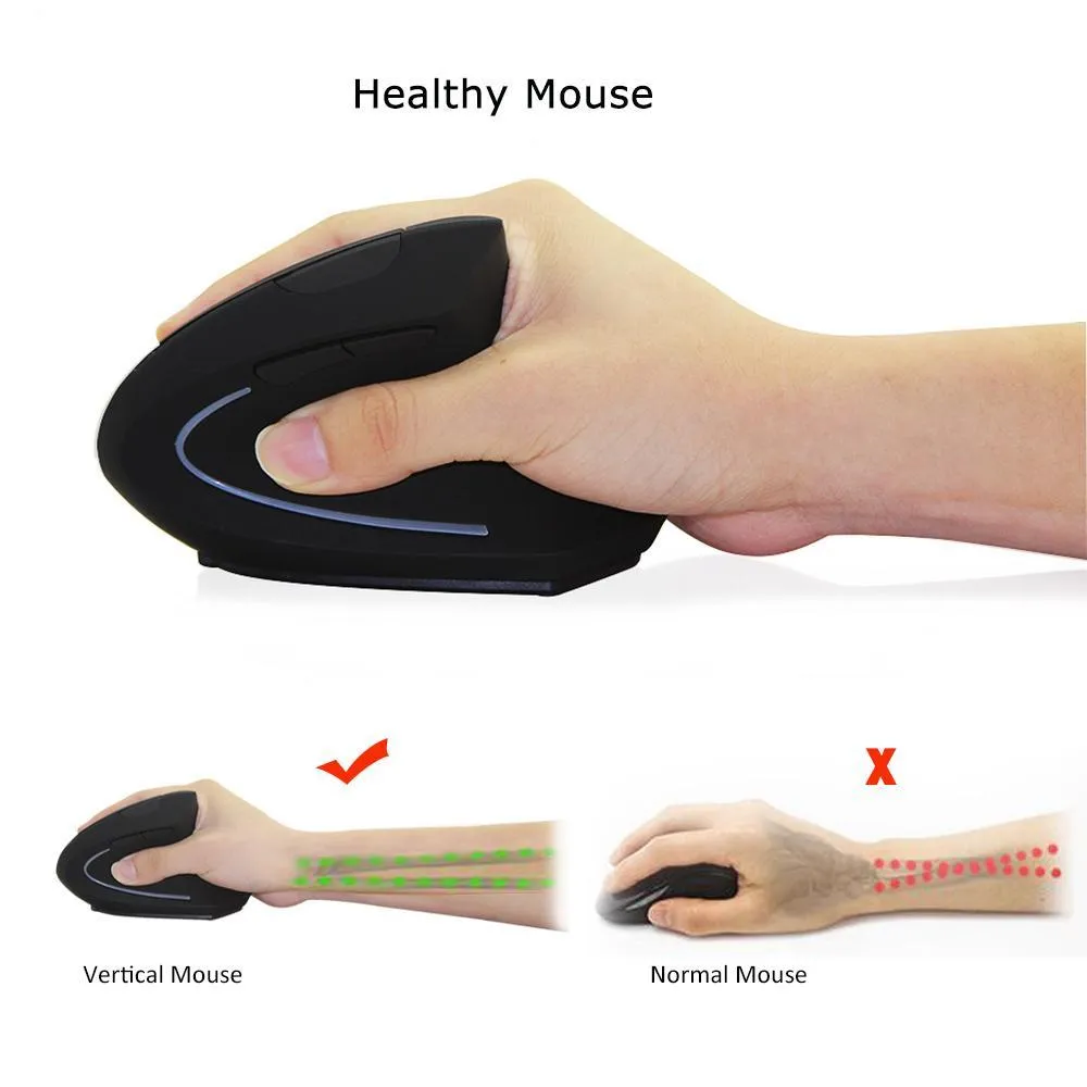 Strain & Pain-Free Wireless Ergonomic Wrist-Friendly Vertical Mouse