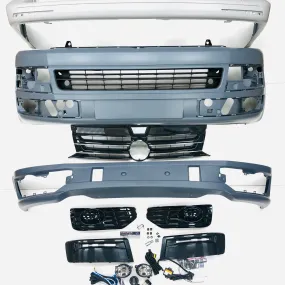 T5.1 Front & Rear Smooth Primed Bumpers, Lower Spoiler, Grille, DRL Kit, Fog Kit 10 -15