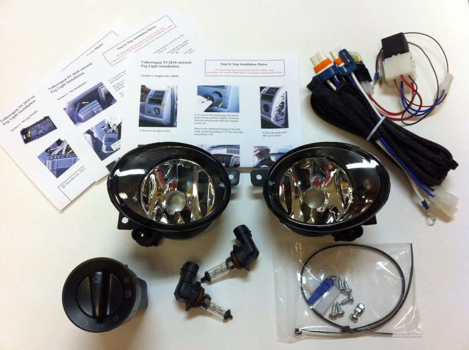T5.1 Front & Rear Smooth Primed Bumpers, Lower Spoiler, Grille, DRL Kit, Fog Kit 10 -15