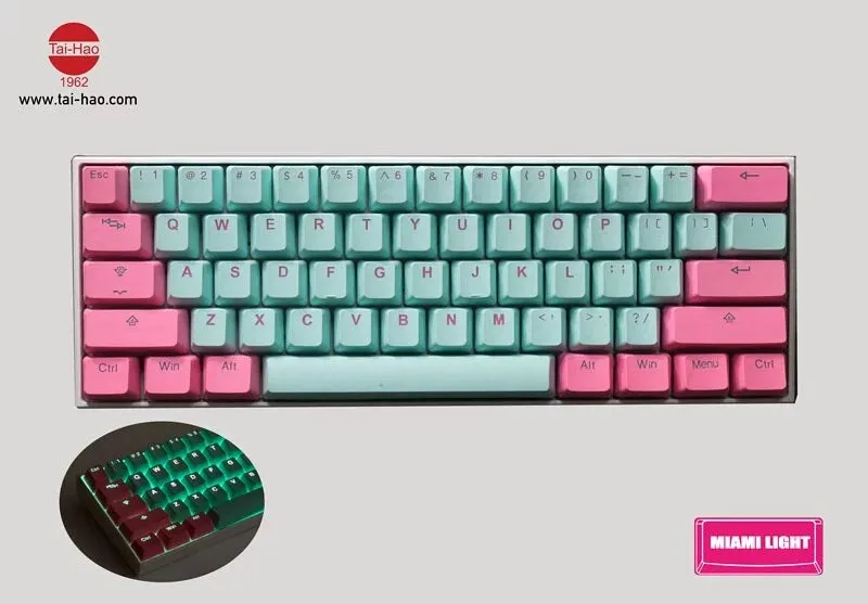 Tai-Hao Miami PBT Shine-Through Keycap set
