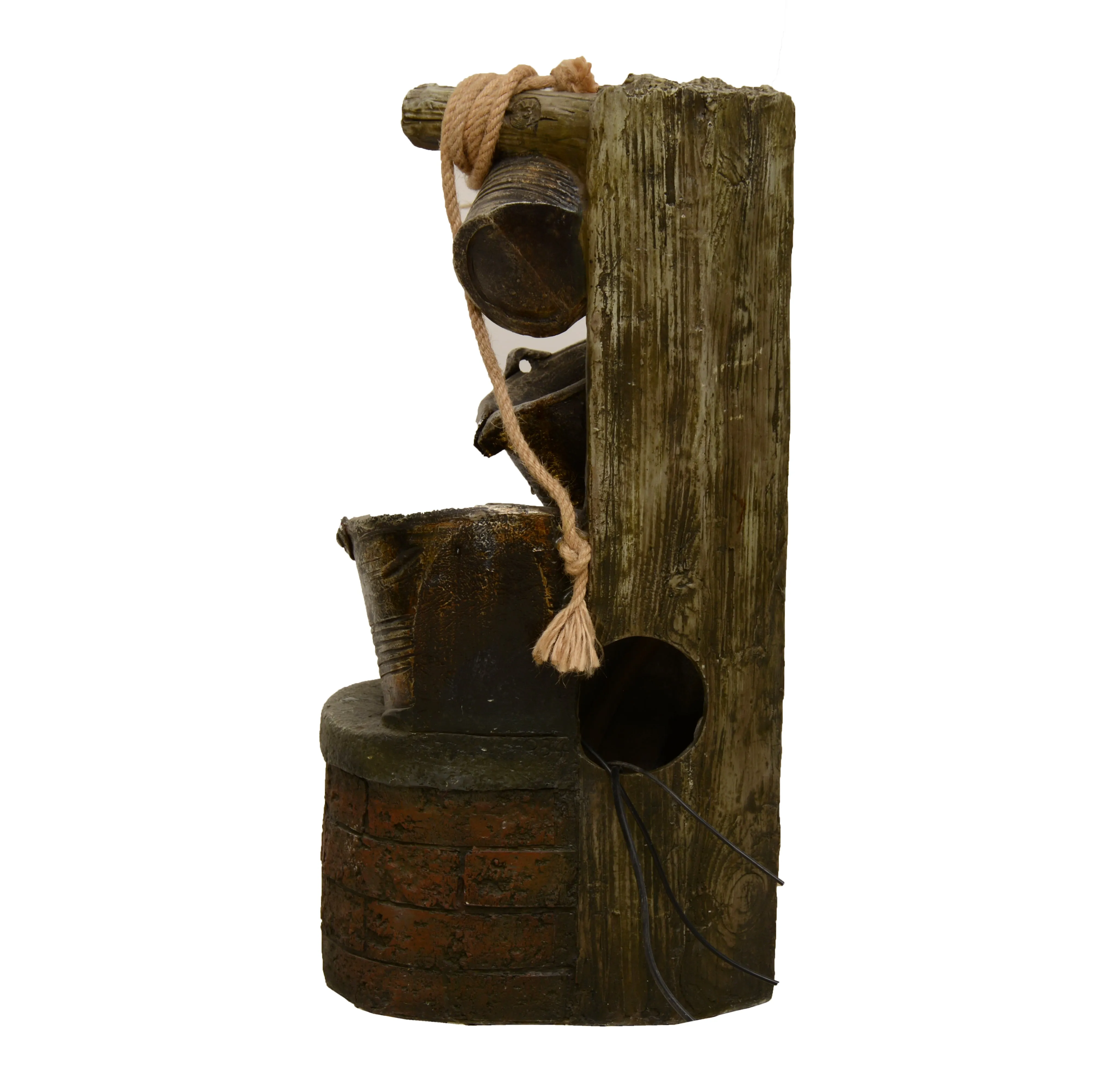 Three Pouring Buckets Fountain With Warm White LEDs