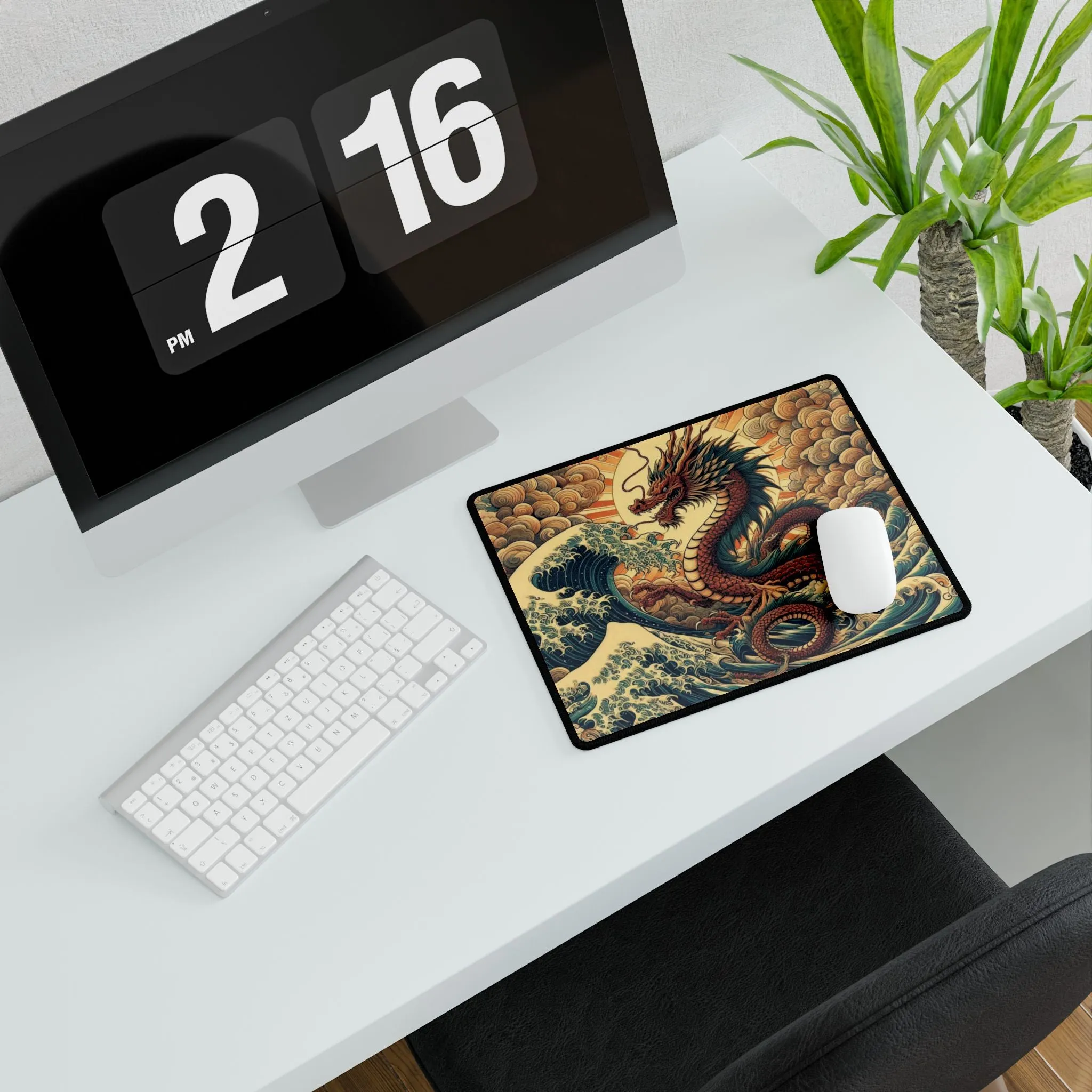 Tokyo Trend Japanese Red Dragon and Waves Mouse Pad Desk Mats