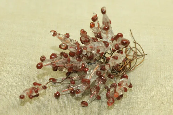 Venetian Glass "Mice", Clear with crimson highlights