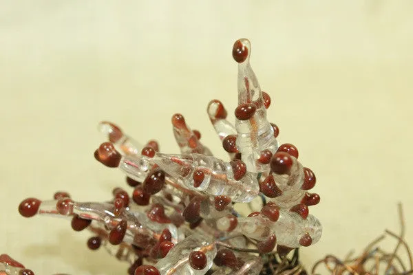 Venetian Glass "Mice", Clear with crimson highlights