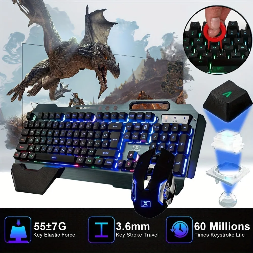 Wireless Gaming Keyboard And Mouse With Rainbow LED 16RGB Backlit