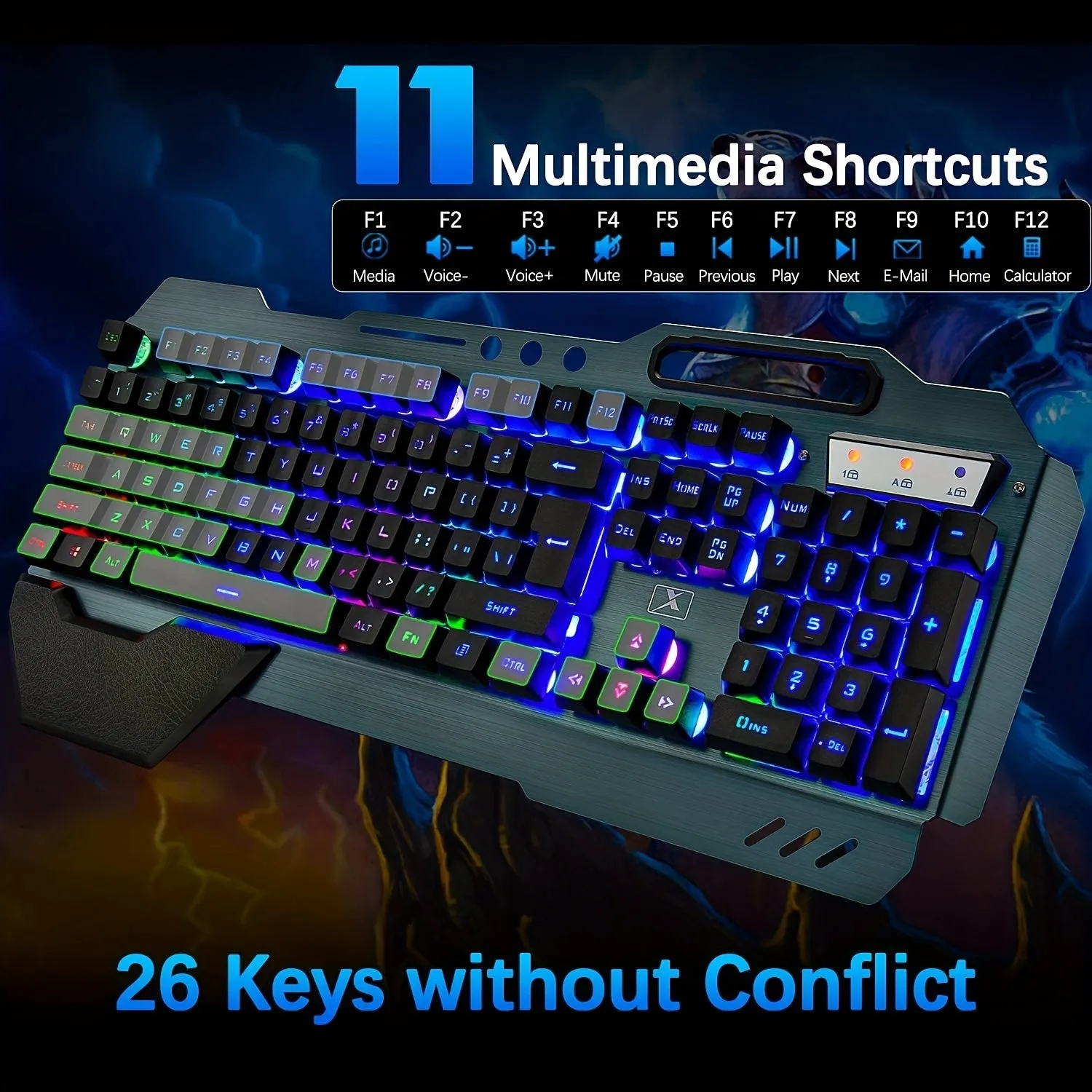 Wireless Gaming Keyboard And Mouse With Rainbow LED 16RGB Backlit