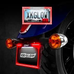 XKGlow Motorcycle License Plate Frame Light w/ Turn Signal - Black or Chrome