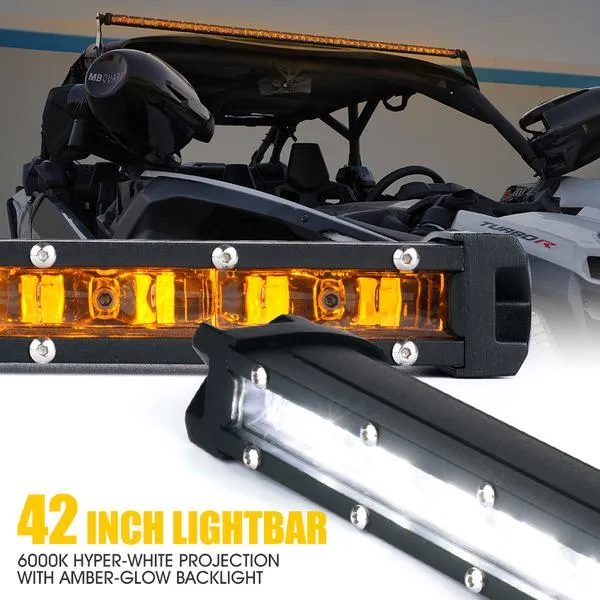 Xprite LED Light Bar w/ Amber Backlight (Single Row) Sunrise Series - 8"/20"/22"/26"/32"/42"/44"/50"
