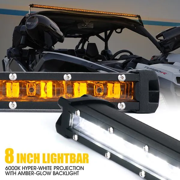 Xprite LED Light Bar w/ Amber Backlight (Single Row) Sunrise Series - 8"/20"/22"/26"/32"/42"/44"/50"