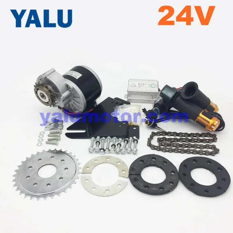 YALU 24V 36V 350W Left Side Chain Drive Brush Electric EBike Motor Kit Rear Wheel Gear Sprocket Electric Motor Bicycle Solution