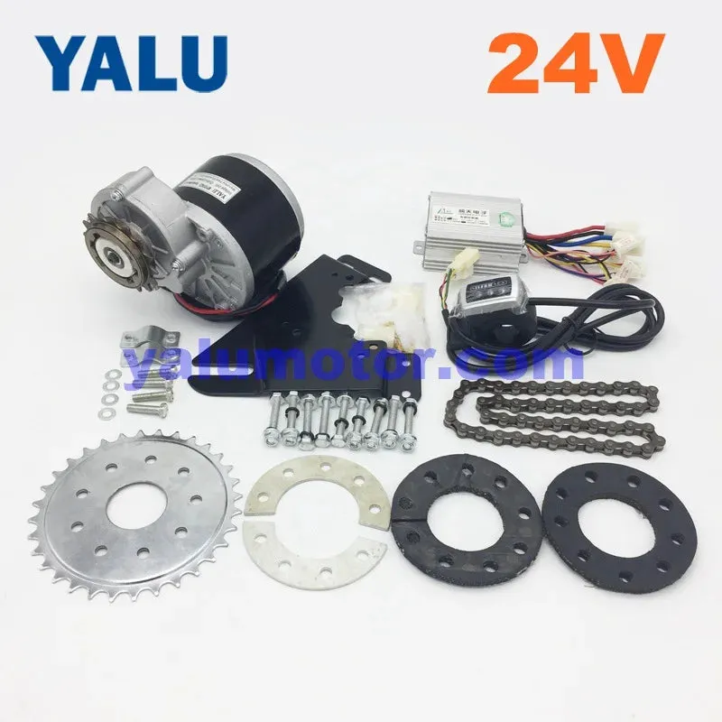 YALU 24V 36V 350W Left Side Chain Drive Brush Electric EBike Motor Kit Rear Wheel Gear Sprocket Electric Motor Bicycle Solution